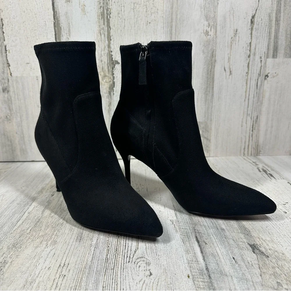 Nine West Cadence Sexy Suede Like Textile Booties Black #9‎